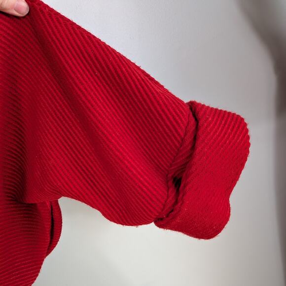 Cape Caplet Jacket L Red Cropped Wool Blend Artsy Eclectic Avant Garde Glam - Picture 9 of 15